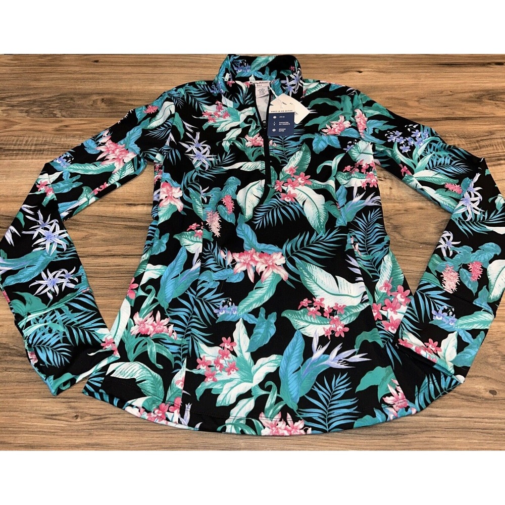 Tommy‎ Bahama Golf Tennis 1/3 Zip Jacket Pullover, Tropical, Womens XS